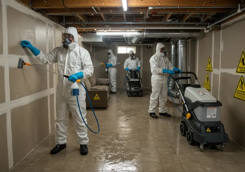 Basement Moisture Removal and Structural Drying process in Sunshine Ranches, FL